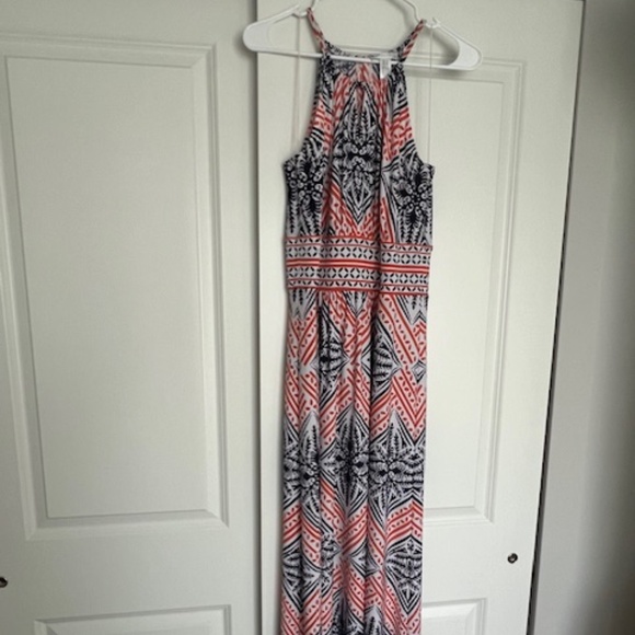 *LIKE NEW* London Times Blue Orange Maxi Dress - Size 8 - Picture 1 of 4